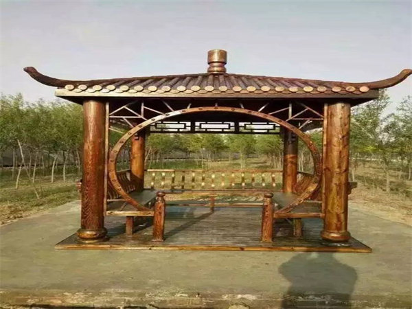 济南古典碳化木凉亭