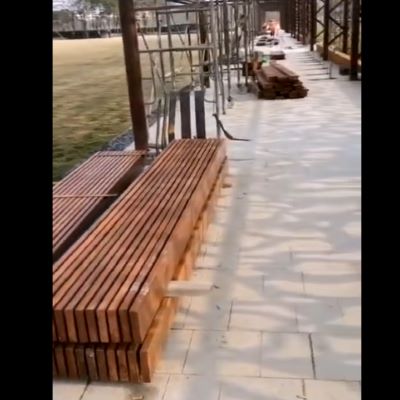 济南防腐木花架座椅施工视频
